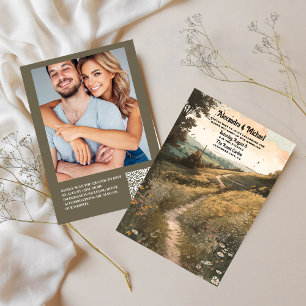 Invitation QR Code Whimsical Rustic Fleur sauvage Meadow Mari