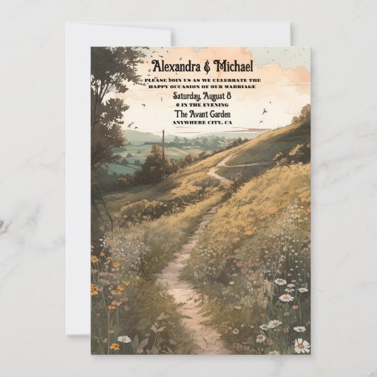 Invitation QR Code Whimsical Rustic Fleur sauvage Meadow Mari (Devant)