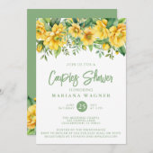 Invitation QR Code Yellow Sage Floral Couples Shower  (Devant / Derrière)