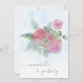 Invitation *~* QR Damask AR12 RSVP Rose Bouquet Mariage or (Devant)