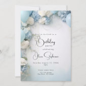 Invitation QR Festive Ciel bleu Fleurs et Ballons blancs (Devant)