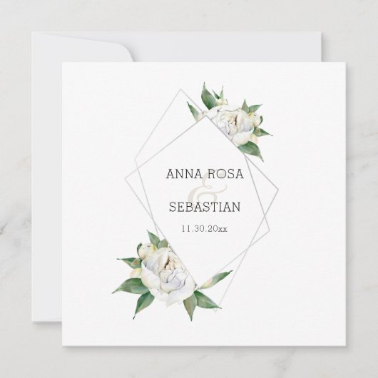 Invitation *~* QR Floral RSVP Frame AR15 Peony Mariage (Devant)