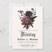 Invitation QR Goth Rosewood noir Rose Floral (Devant)