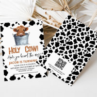 QR Highland Cow in Bucket Cow Imprimer 1er anniver