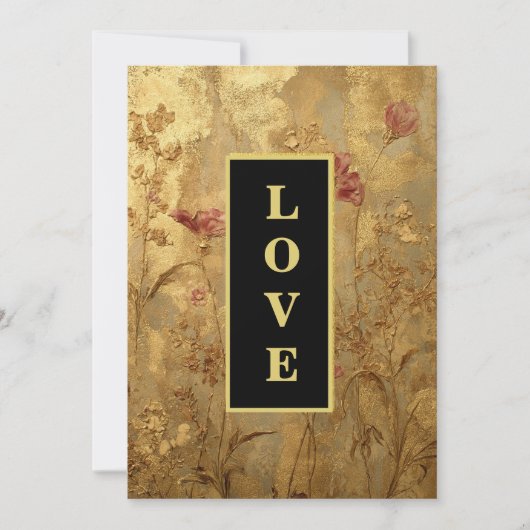 Invitation *~ QR  LOVE AR66 RSVP Vintage Gold Wedding (Devant)