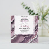 Invitation *~* QR MAUVE Argent AGATE AR66 Mariage RSVP (Debout devant)