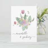 Invitation *~* QR MINIMAL RSVP Rose Bud Bouquet AR12 Mariage (Debout devant)