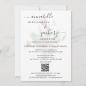Invitation *~* QR MINIMAL RSVP Rose Bud Bouquet AR12 Mariage (Dos)