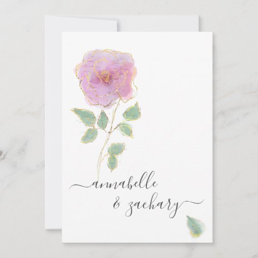 Invitation *~* QR MINIMAL RSVP Rose Parties scintillant d'or (Devant)