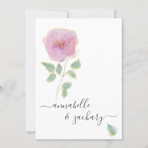 Invitation *~* QR MINIMAL RSVP Rose Parties scintillant d'or 