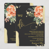 Invitation *~* QR NOUS FAISONS AR15 Rose Rose Floral MARIAGE  (Devant / Derrière)