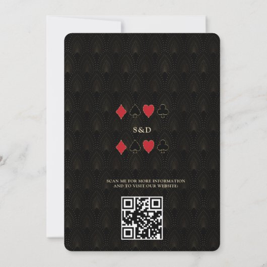 Invitation QR Or Art Déco Casino Vegas Poker Mariage Années 1 (Dos)