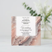 Invitation *~* QR Peach Saumon SILVER AGATE RSVP AR66 Mariage (Debout devant)