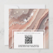 Invitation *~* QR Peach Saumon SILVER AGATE RSVP AR66 Mariage (Dos)
