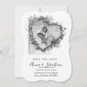 Invitation *~* QR PHOTO AR6 MARIAGE Coeur SAUVER LA DATE (Devant)