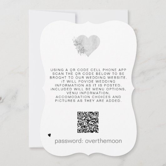 Invitation *~* QR PHOTO AR6 MARIAGE Coeur SAUVER LA DATE (Dos)