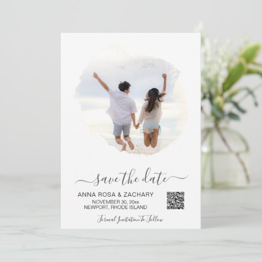 Invitation *~* QR Photo MARIAGE ENREGISTRER LA DATE - AR6 Web (Debout devant)