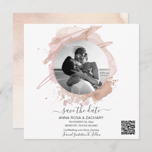 Invitation *~* QR Photo MARIAGE ENREGISTRER LA DATE Site Web  (Devant / Derrière)