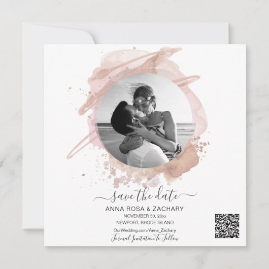 Invitation *~* QR Photo MARIAGE ENREGISTRER LA DATE Site Web  (Devant)