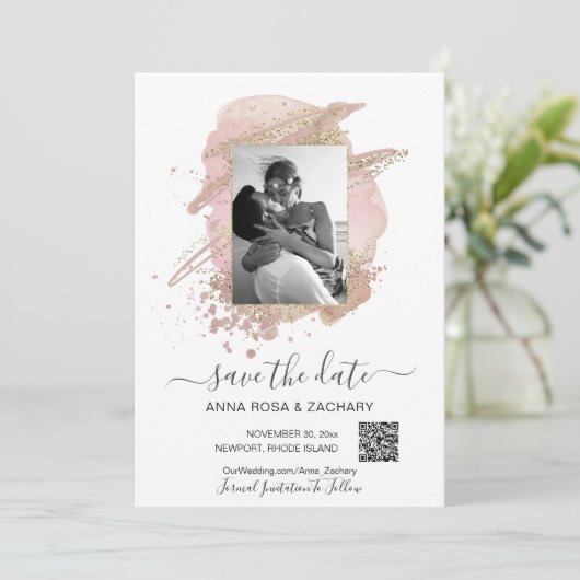 Invitation *~* QR Photo - MARIAGE ENREGISTRER LA DATE Website (Debout devant)