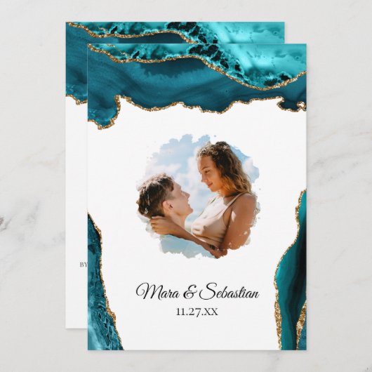 Invitation *~* QR - PHOTO - RSVP AR13 Mariage AGATE Invitat (Devant / Derrière)