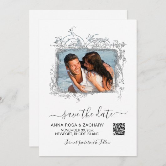 Invitation *~* QR Photo SAVE DATE Mariage - AR6 Website (Devant / Derrière)