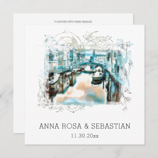 Invitation *~* QR POSITANO Italie Scroll AR20 RSVP Mariage (Devant / Derrière)