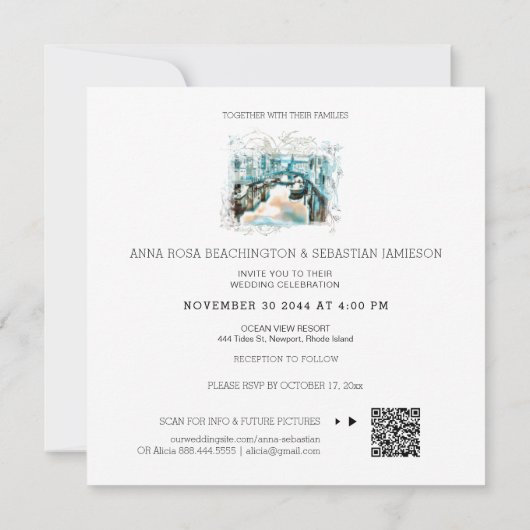 Invitation *~* QR POSITANO Italie Scroll AR20 RSVP Mariage (Dos)