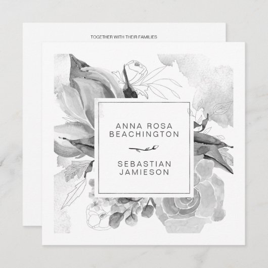 Invitation *~* QR RSVP AR12 Floral Simple Mariage tamisé (Devant / Derrière)