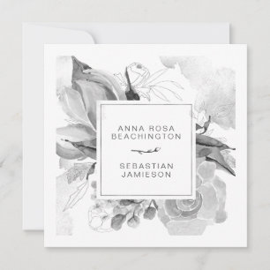 Invitation *~* QR RSVP AR12 Floral Simple Mariage tamisé