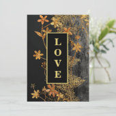 Invitation *~ QR RSVP AR26 Gold Lace LOVE 45 Mariage de luxe (Debout devant)