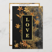 Invitation *~ QR RSVP AR26 Gold Lace LOVE 45 Mariage de luxe (Devant / Derrière)