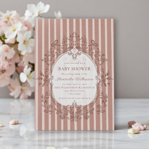 Invitation QR RSVP élégante pour Baby Shower Old M