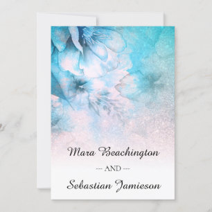 Invitation *~* QR RSVP Parties scintillant florale Mariage aq