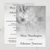 Invitation *~* QR RSVP Parties scintillant florale Mariage gr (Devant / Derrière)