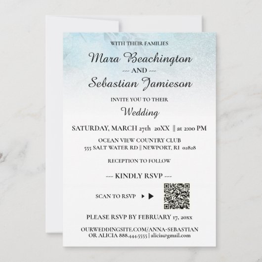 Invitation *~* QR RSVP Parties scintillant Florale Mariage Tu (Dos)