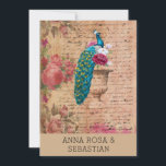 Invitation *~* QR RSVP Peacock Vinaage Victorian AR24 Mariage<br><div class="desc">VERTICAL 5 x 7 : Country Rustic style, Ephemera Shabby Chic Vintage Victorien Romantique Français Vibe Nostalgic. Élégante invitation de mariage RSVP avec le site Web Mariage et Alternate RSVP pour ceux qui n'ont pas d'ordinateur. Cela représente un faire-part de mariage économique et si abordable en ce sens qu'il y...</div>