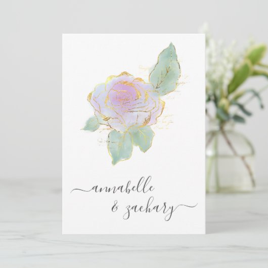 Invitation *~* QR RSVP Rose unique Parties scintillant d'or A (Debout devant)