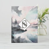 Invitation * QR Rustique AR26 Monts Monogram RSVP Mariage (Debout devant)