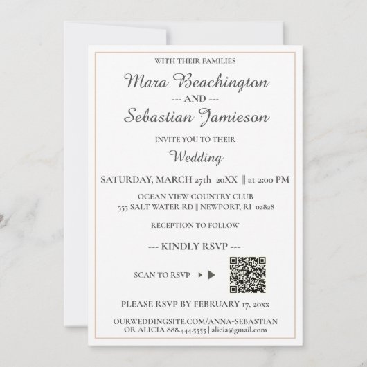 Invitation * QR Rustique AR26 Monts Monogram RSVP Mariage (Dos)