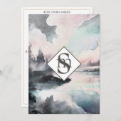 Invitation * QR Rustique AR26 Monts Monogram RSVP Mariage (Devant / Derrière)