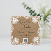 Invitation QR Simple Rustique Photo Mariage Enregistrer la Da (Debout devant)