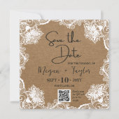 Invitation QR Simple Rustique Photo Mariage Enregistrer la Da (Devant)