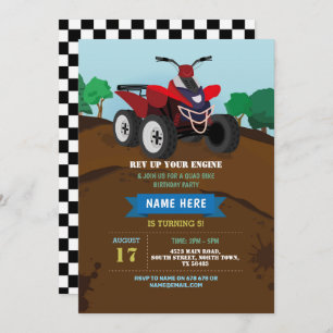 Invitation Quad Bike Birthday Invitation Piste d'a
