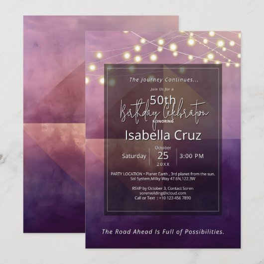 Invitation Quadrant Doux | Design Minimaliste (Devant / Derrière)