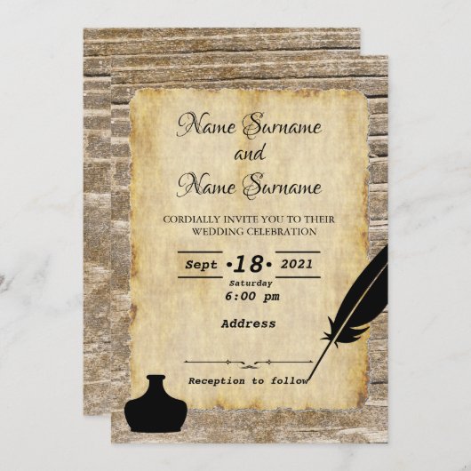 Invitation Qualité et inkwell (Devant / Derrière)