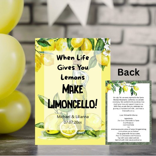 Invitation Quand la vie vous donne Limoncello Elopement Card
