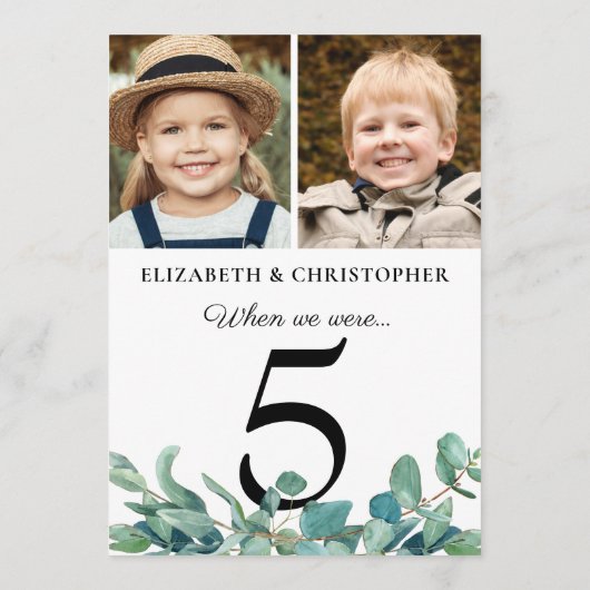 Invitation Quand Nous Étions Photo Eucalyptus Mariage Table # (Dos)