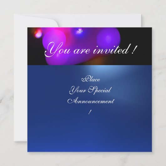 Invitation QUANTUM BUBBLE MONOGRAM  violet bleu rose (Dos)