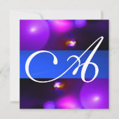 Invitation QUANTUM BUBBLE MONOGRAM  violet bleu rose (Devant)